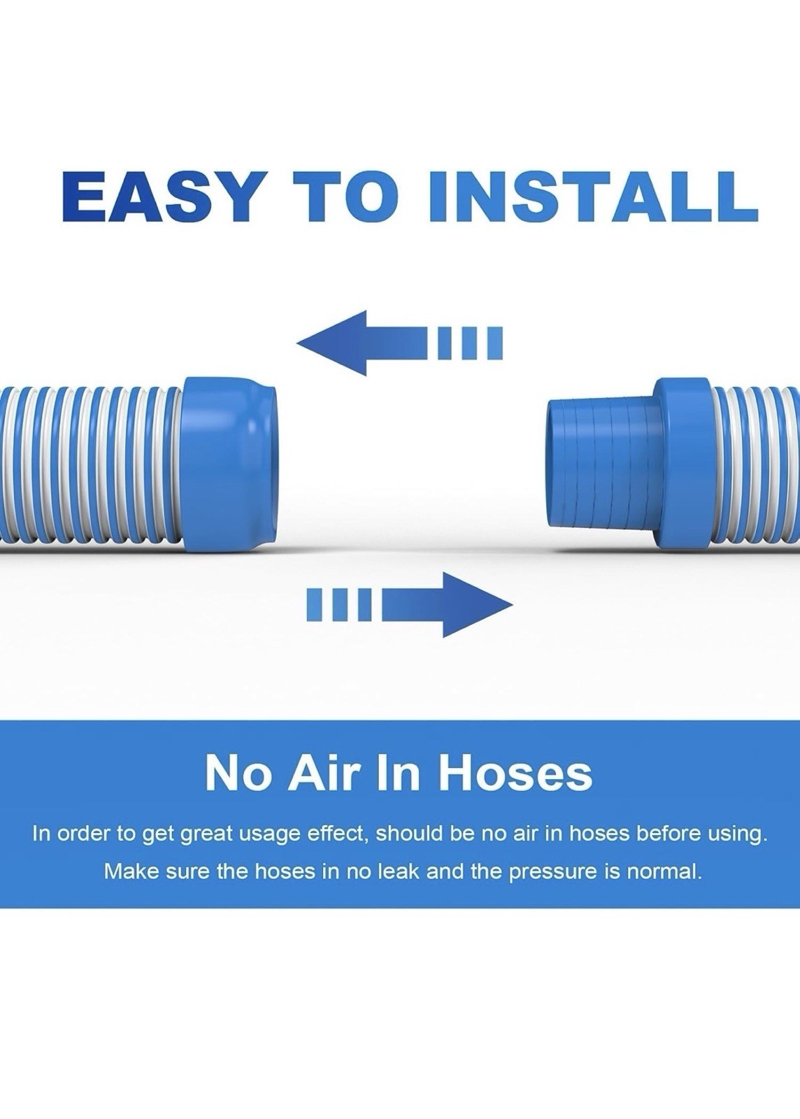 Pool Vacuum Hose 40 Feet (12 x 40 Inch), 1.5 Inch Cuffs, Compatible with Most
