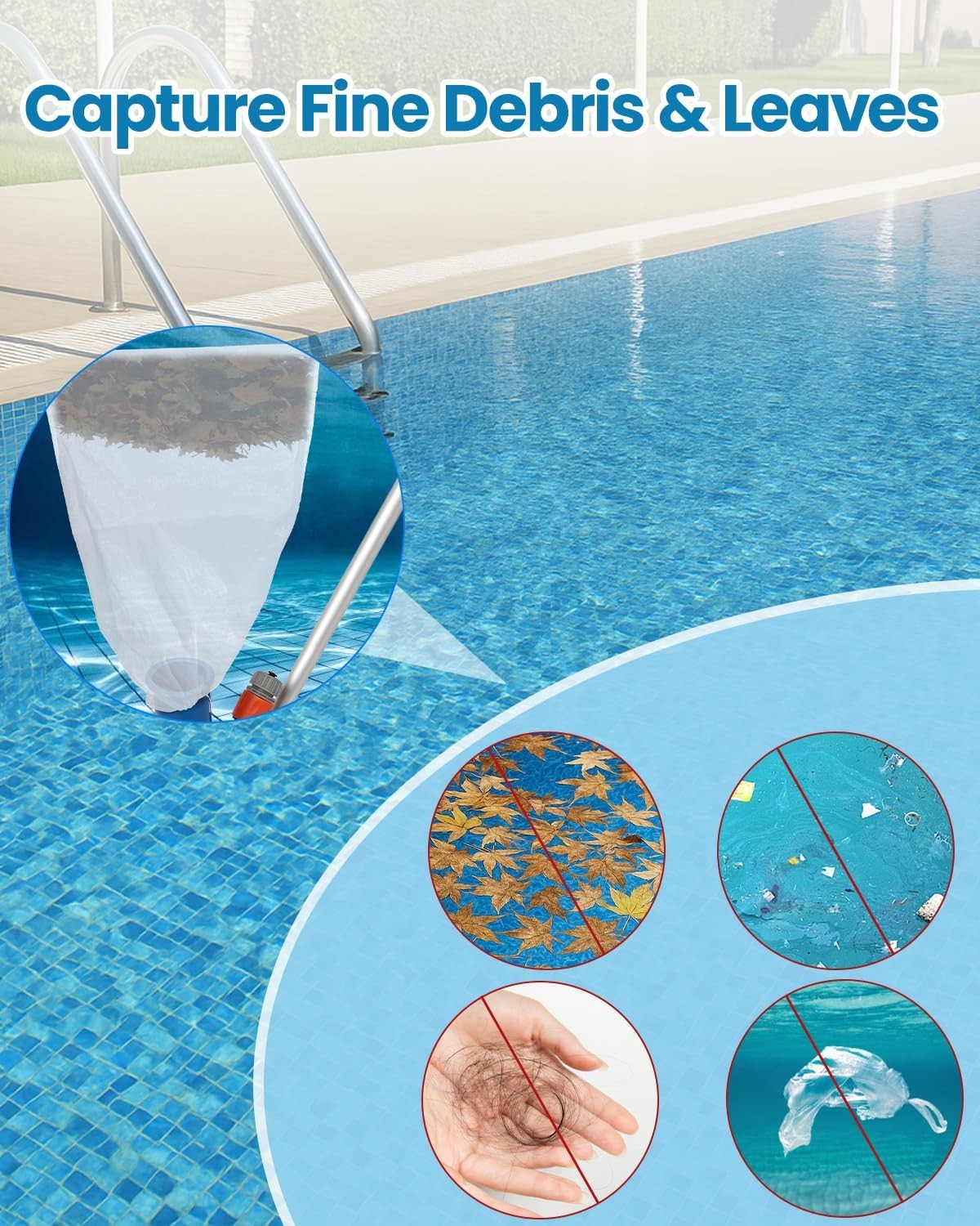 Large Size Pool Vacuum Bag Replacement 4PCS – 24x18in Fine Mesh White