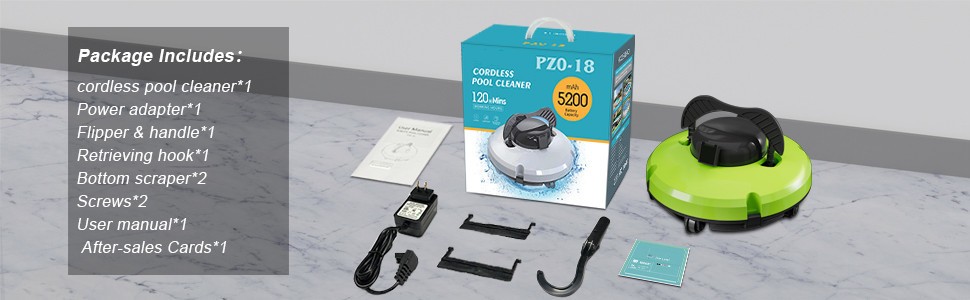 Kosgho PZ0-18,Cordless Pool Vacuum Cleaner for In Ground & Above Ground Pools