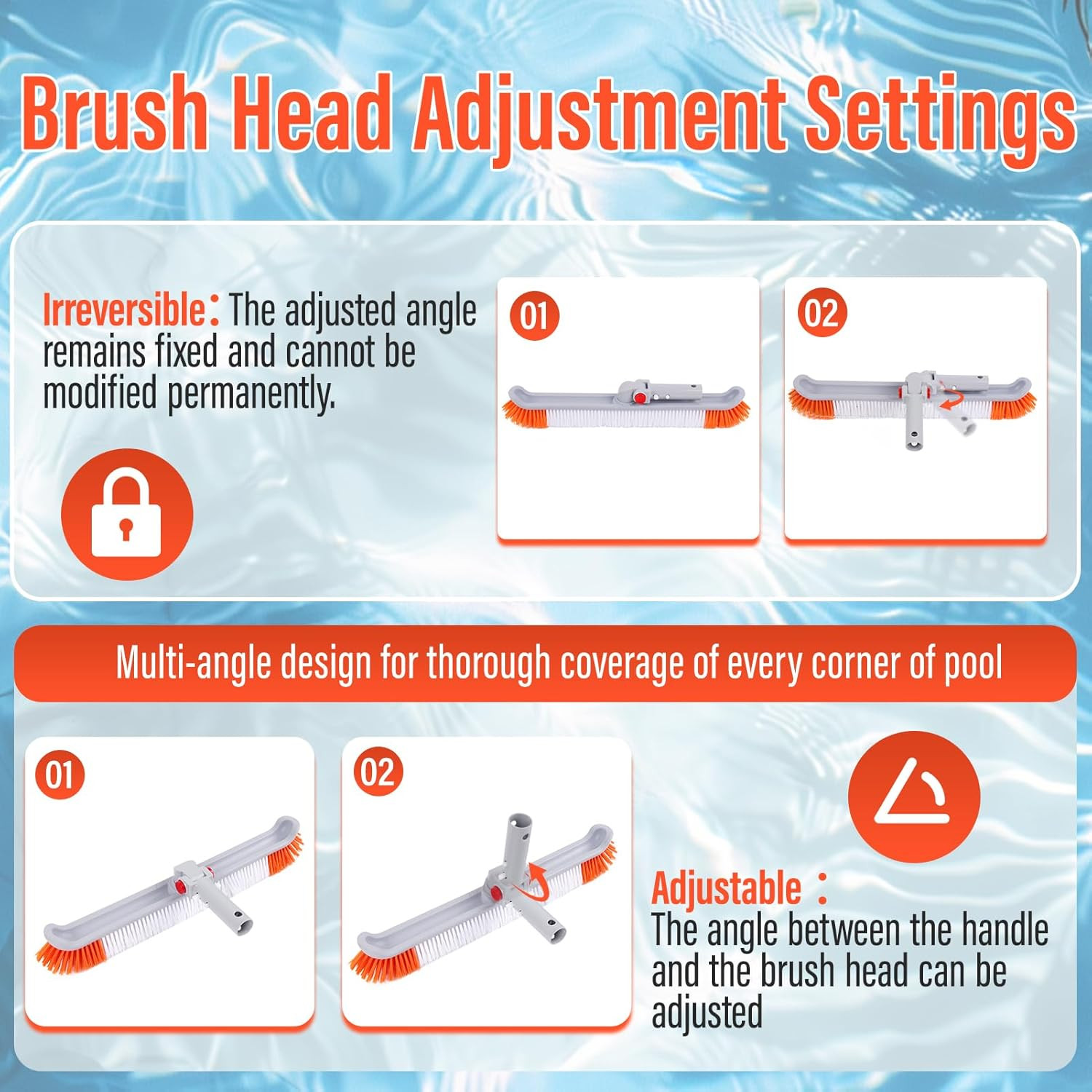 16FT Telescoping Pool Pole with 19&Prime; Pool Brush Head,Reinforced Aluminum Adjustab