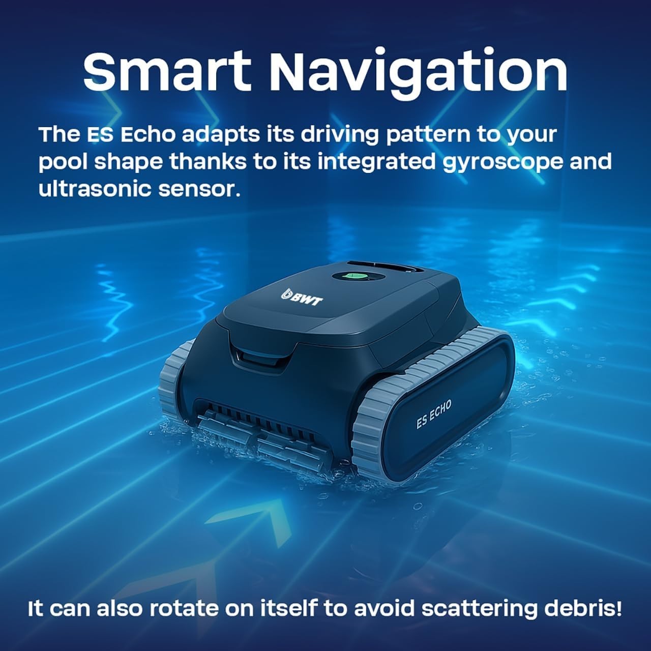 BWT ES Echo Cordless Robotic Pool Cleaner 4,000 GPH Suction 3 Hour Runtime