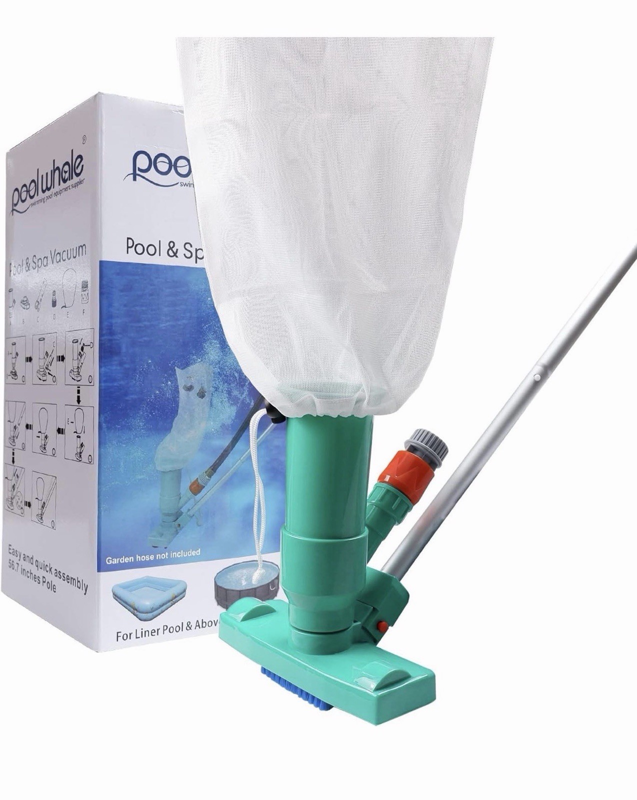 2-in-1 Pool & Pond Vacuum Cleaner with High Suction and Easy Assembly – 56.5&Prime;