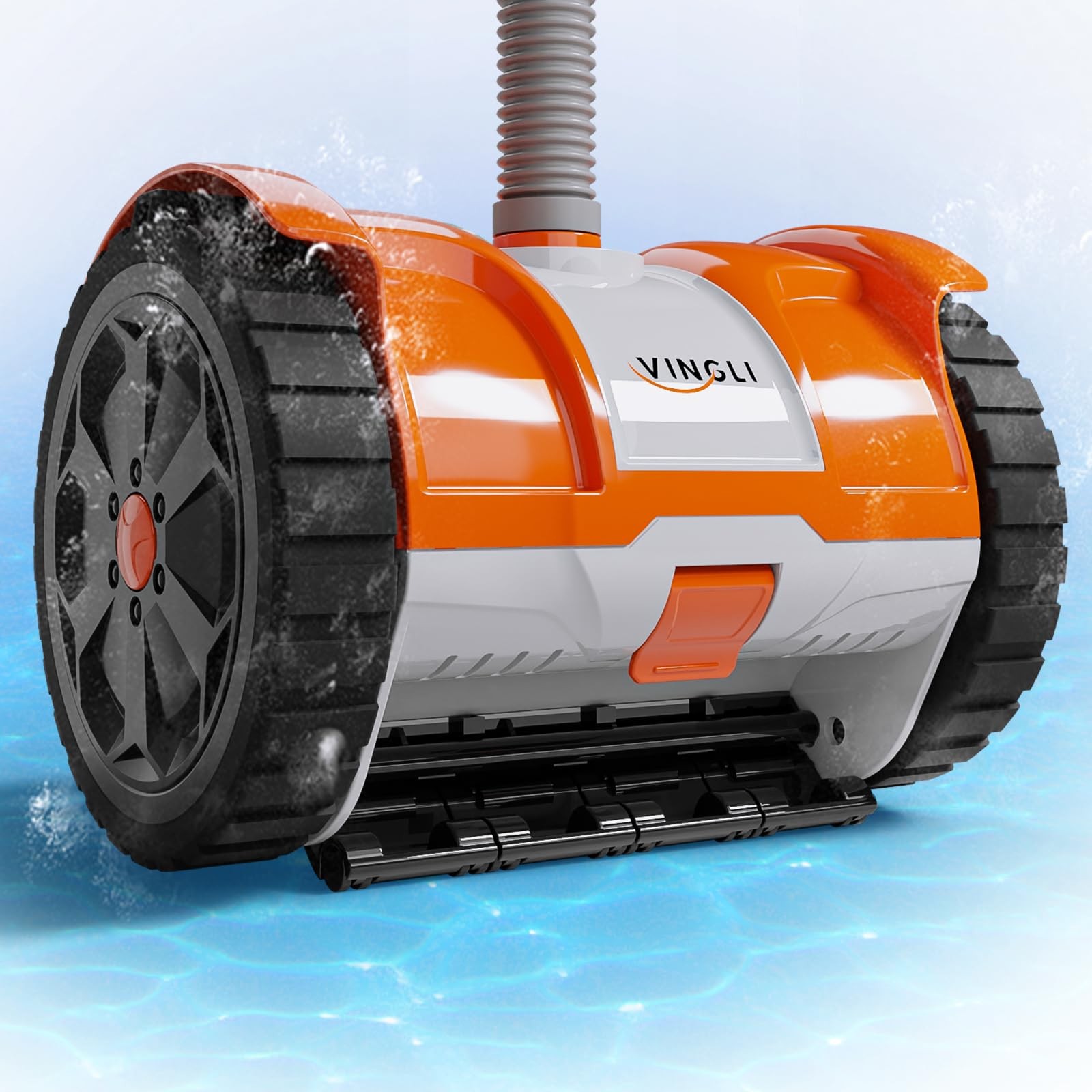 (2025 Upgrade) VINGLI Automatic Suction-Side Pool Vacuum Cleaner, Orange&Gray
