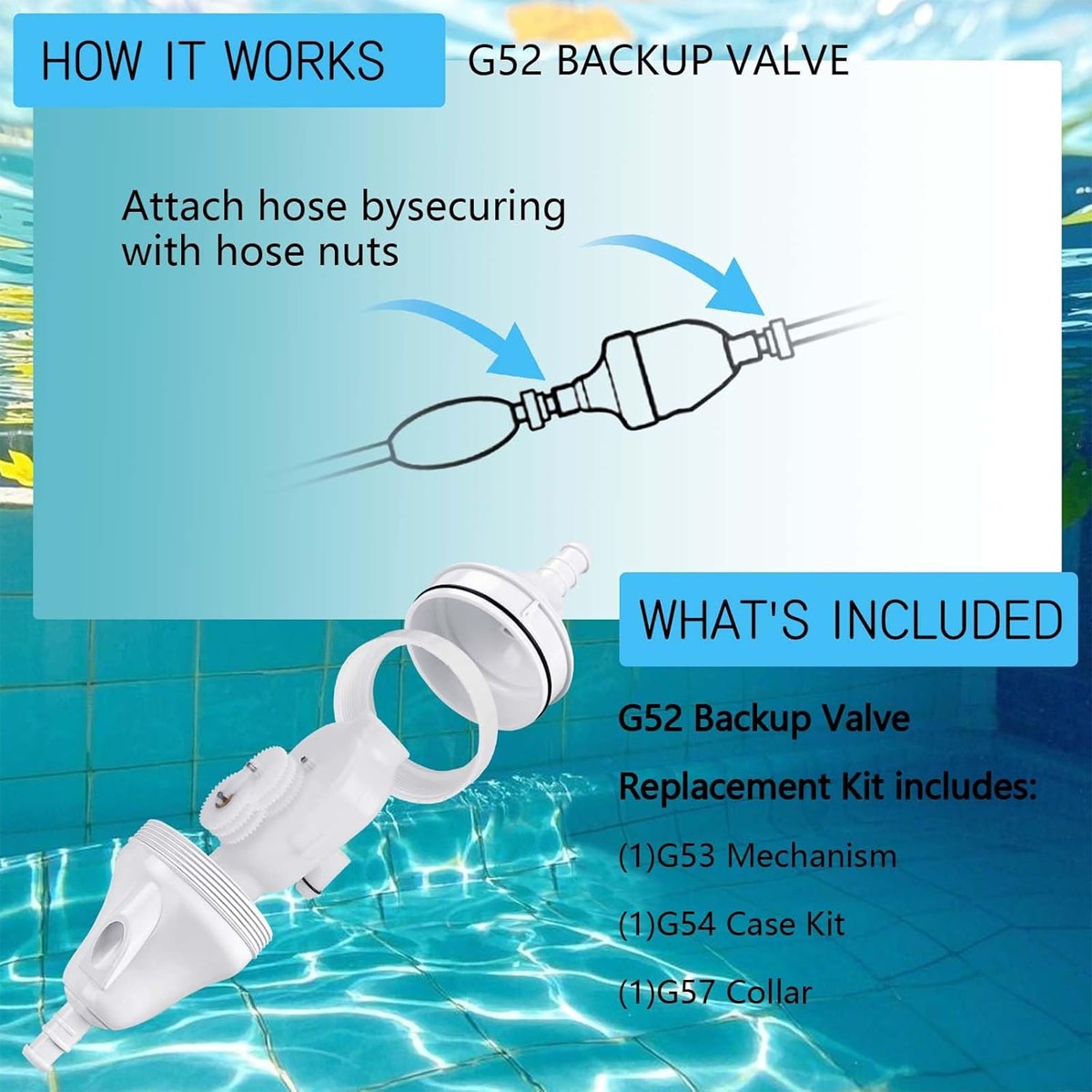 G52 Backup Valve Replacement Compatible with Polaris 280,380,480 Pool Cleaner