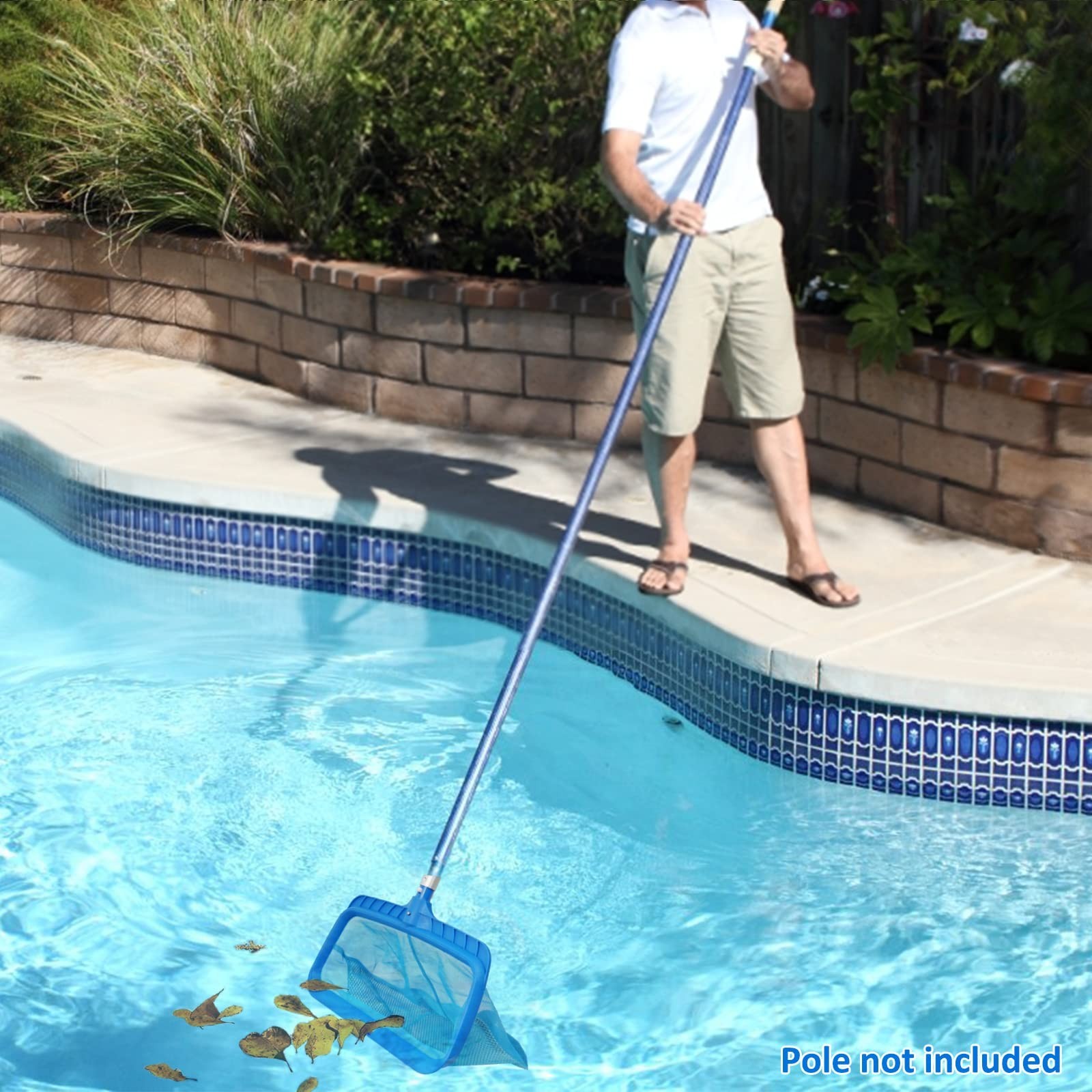 Fine Mesh Swimming Pool Skimmer Net – Heavy-Duty Leaf Rake with Deep Bag, Durabl