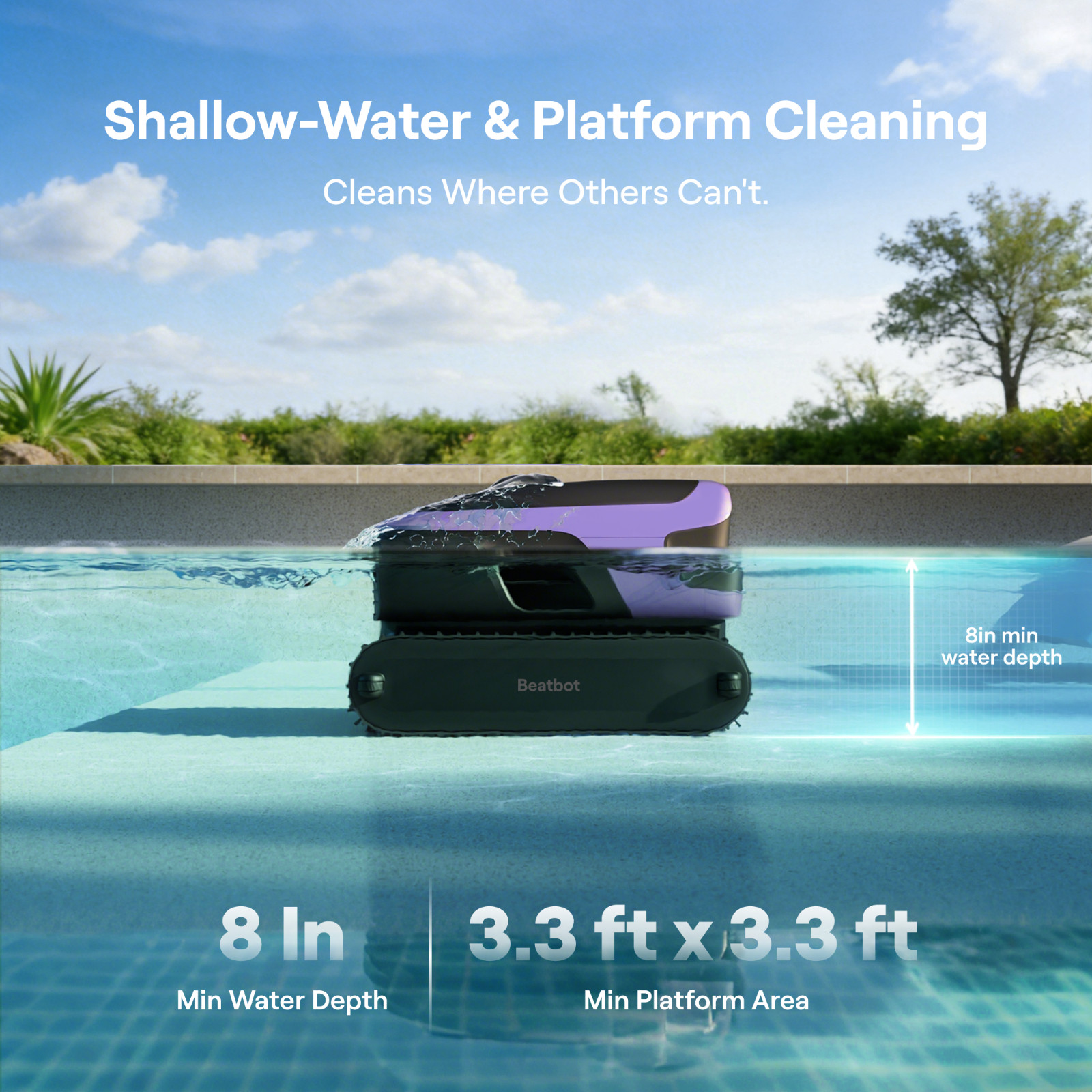 Beatbot Sora 70 Pool Vacuum Robot, 360° Top-to-Bottom Cleaning,Lilac
