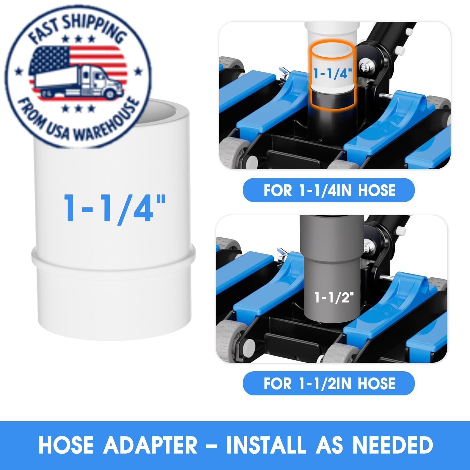 Commercial-Grade 4.4 LB Weighted Pool Vacuum Head & Swivel Handle – Blue