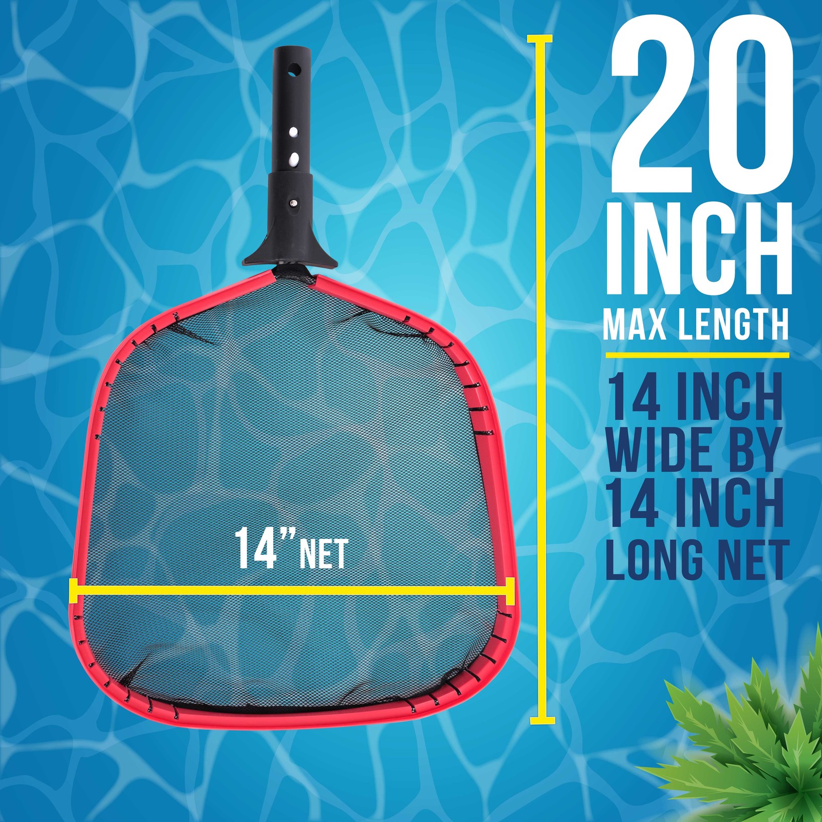 Heavy Duty Large Swimming Pool Leaf Skimmer Net, Aluminum Frame, Cleaning Debris