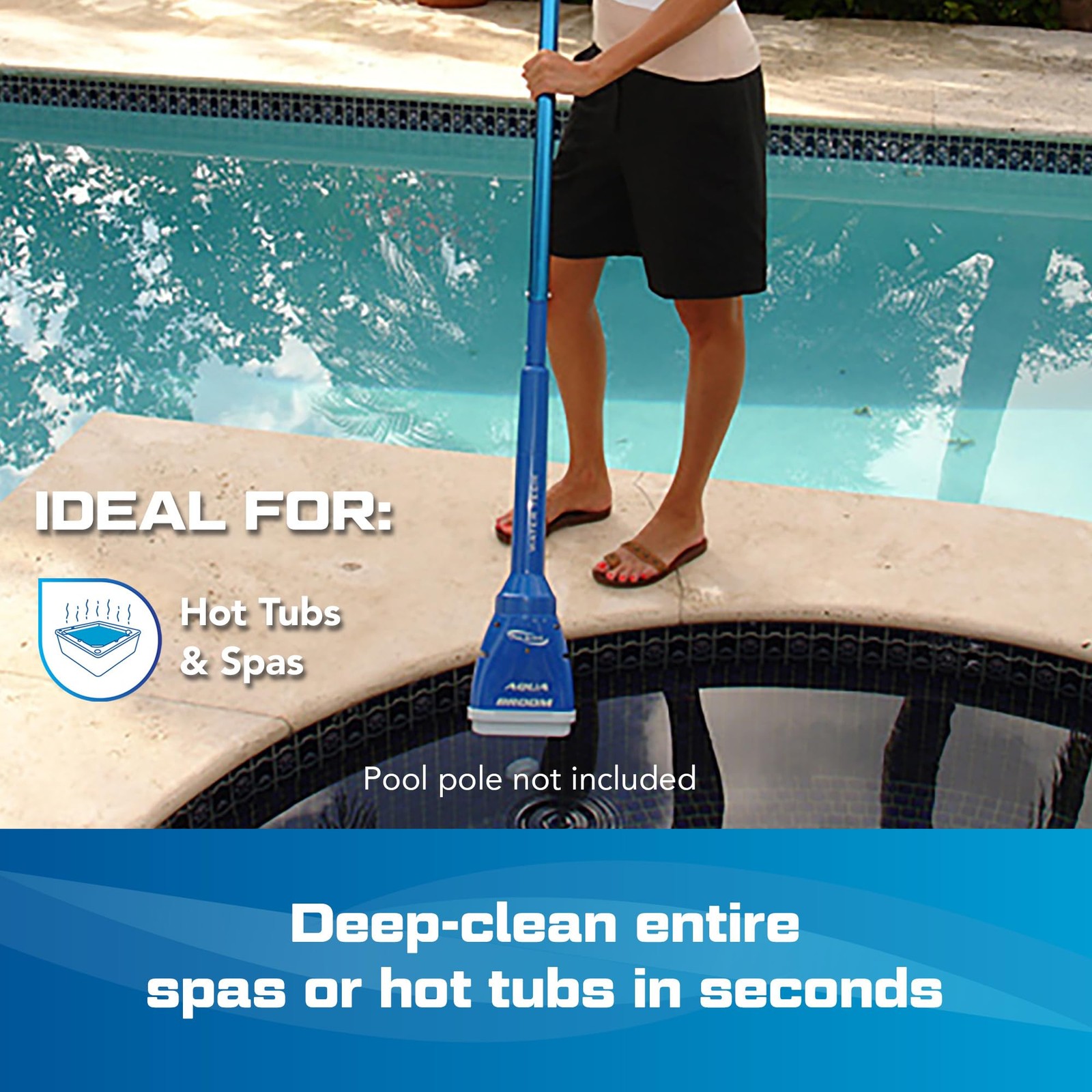 Aqua Broom Hot Tub Vacuum Cordless Spa Vac for Inflatable Above Ground and In…