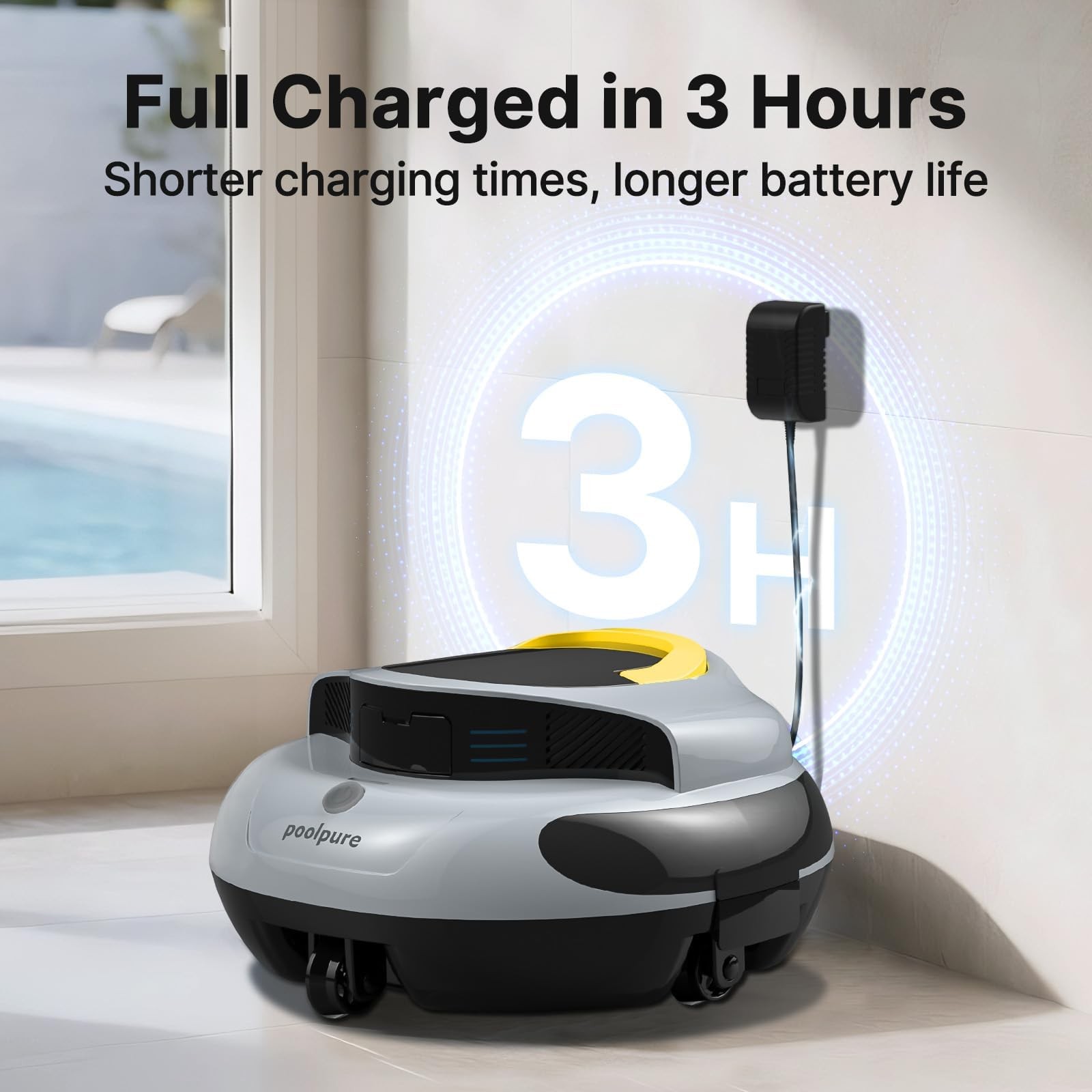 Cordless Robotic Pool Cleaner with Dual 30W Motors, 5000mAh Battery, 120 Minutes