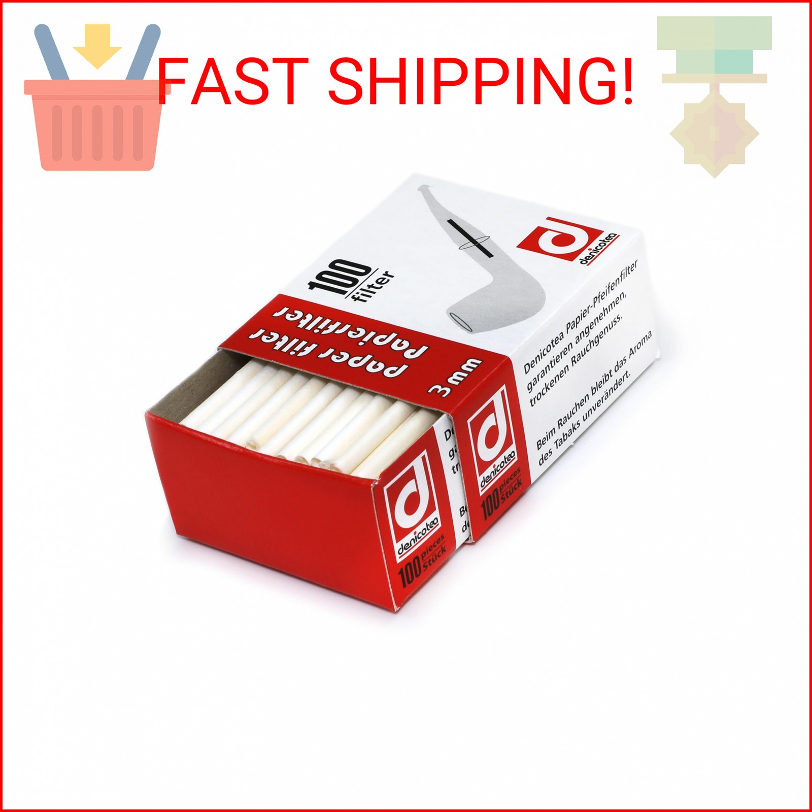 Denicotea 100-Piece 3mm Paper Pipe Filters – German Quality