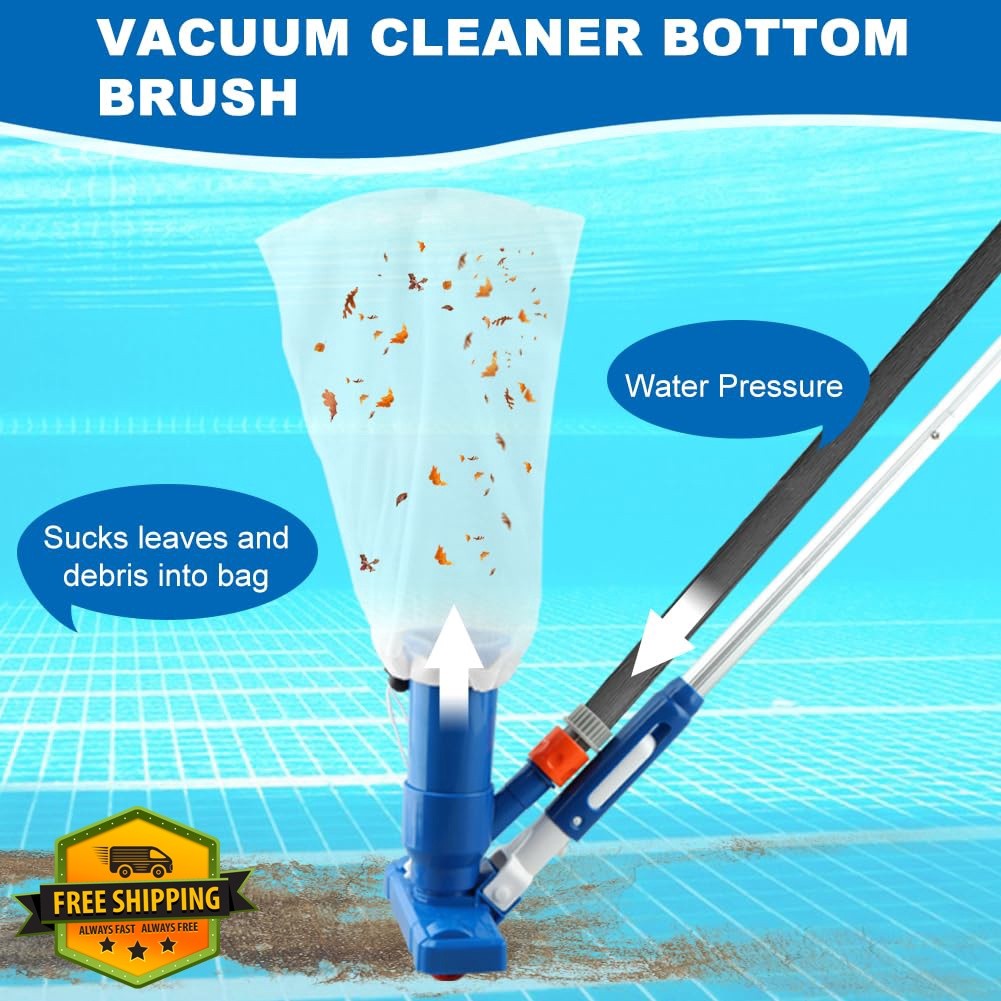 Lovarisse Pool Cleaning Kit Spa Jet Vacuum Net Brush Pole