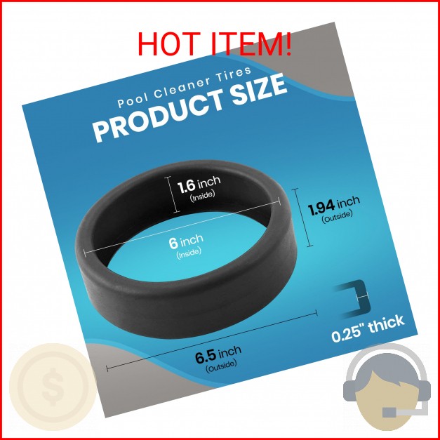(3-Pack) Calvana Pool Cleaner Tires, 48-232 Replacement Compatible with Zodiac P