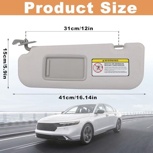 Pair Sun Visor Compatible with 2011-2016 Hyundai Elantra (Gray) Left + Right