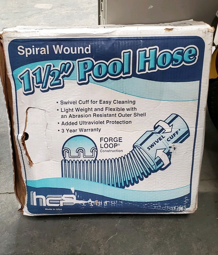 NEW SPIRAL WOUND 1 1/2&Prime; POOL HOSE FORGE LOOP SWIVEL CUFF 50FT