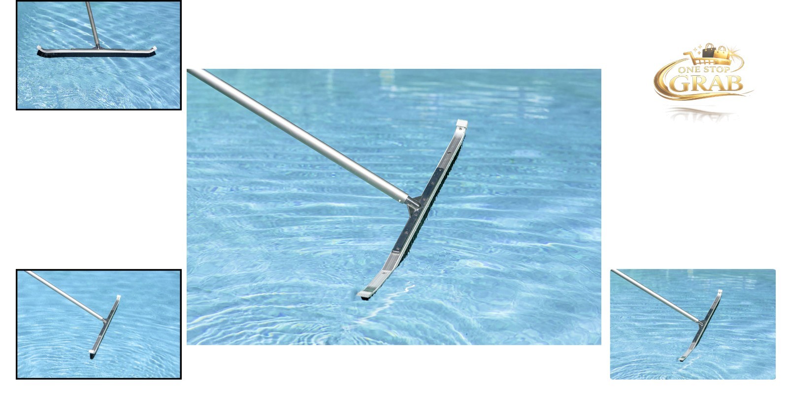 Extra-Wide 36-Inch Commercial Pool Brush Aluminum Back Nylon Bristles Safe fo…