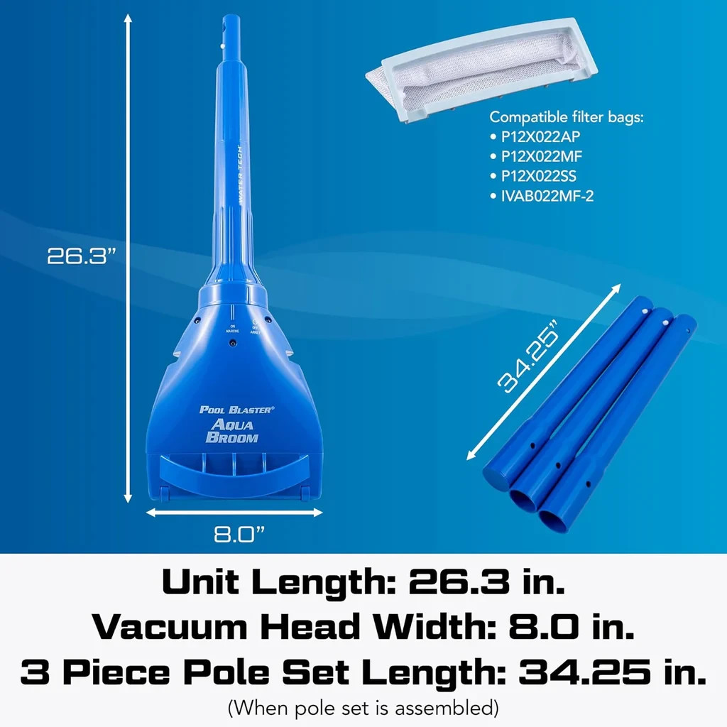 Pool Blaster Aqua Broom XL Ultra Cordless Pool & Spa Vacuum with Pole Set