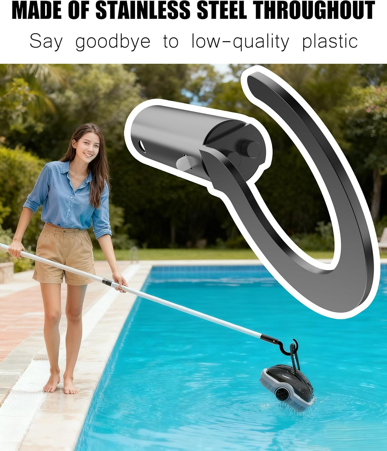 Stainless Steel Hook Exclusively for Robotic Pool Cleaners, Compatible with All