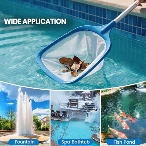 Tavaleu Pool Skimmer Net, Deep Pool Leaf Net with Reinforced Net – Sky Color