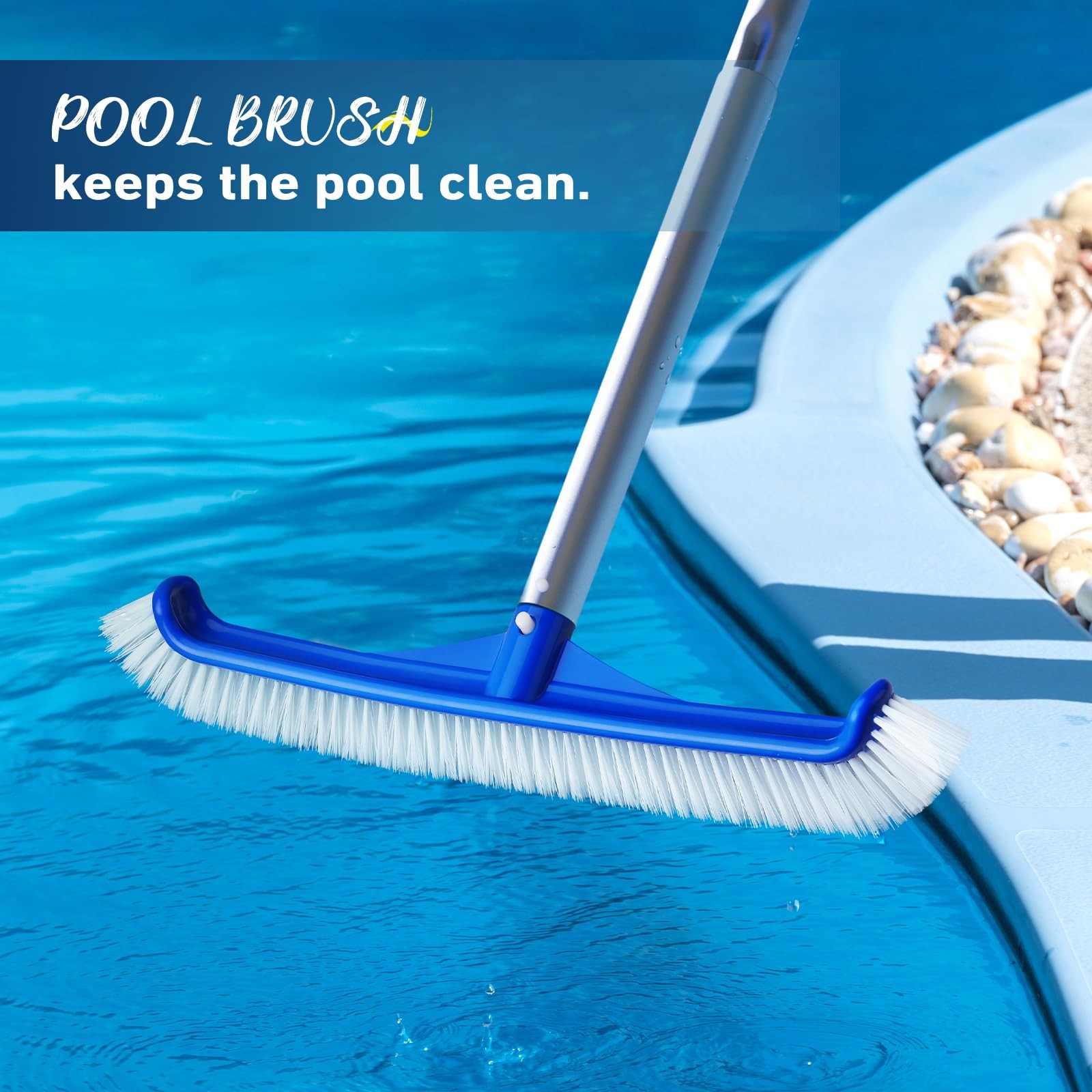 Pool Brush – 17&Prime; Pool Brush Head for Cleaning Pool Walls, Curved Ends High-Ef…