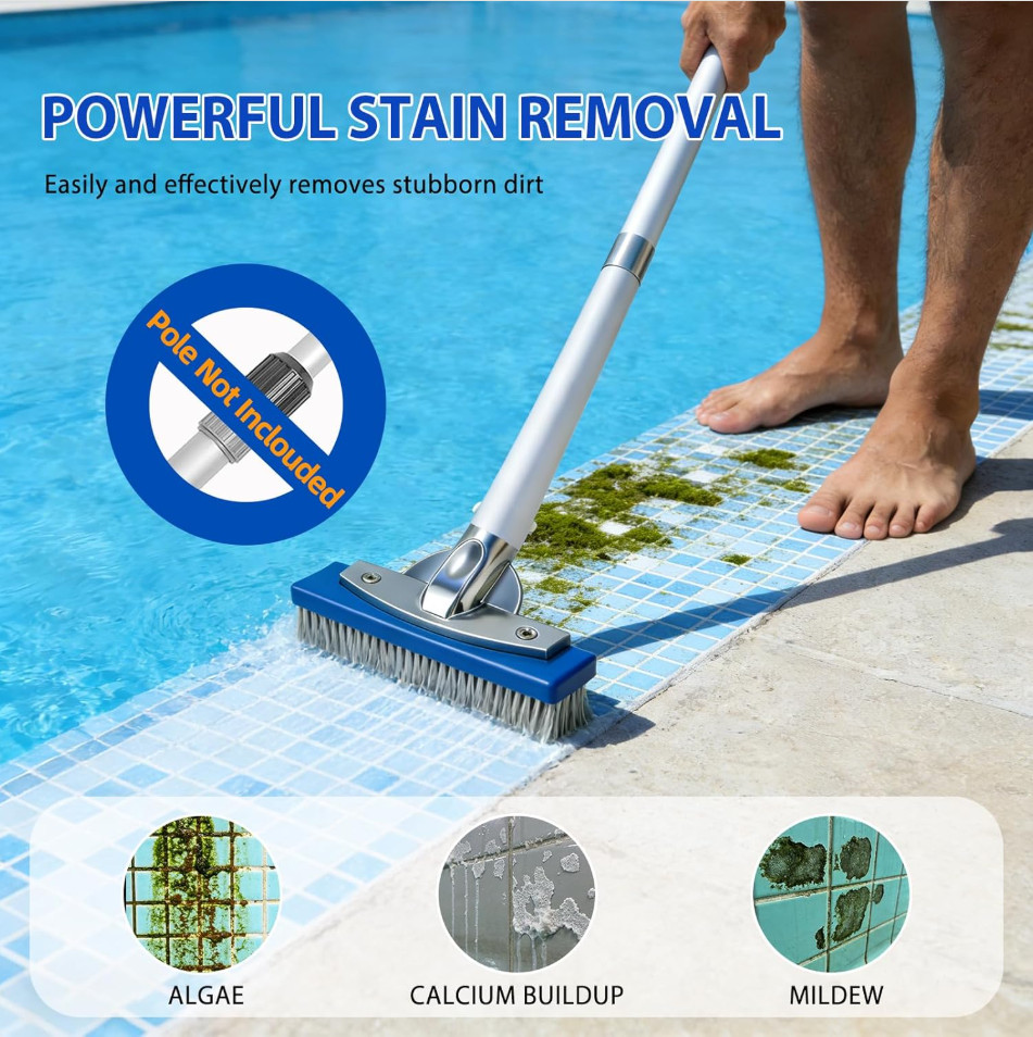 5-Inch Pool Brush Head – Combo Nylon & Stainless Steel Wire Bristles, Heavy D…