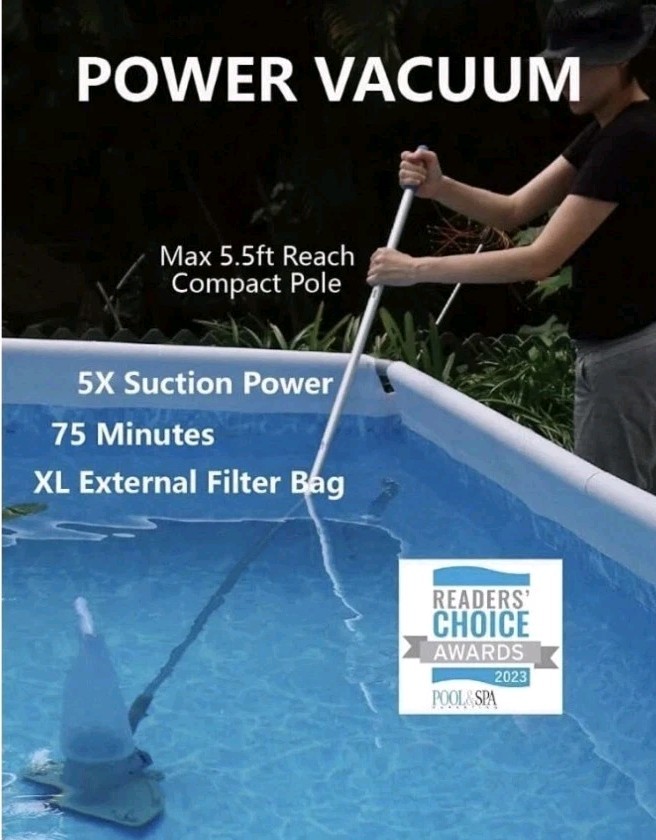 Kokido XTROVAC 410 Cordless Rechargeable Pool Vacuum 75 Min, Blue/Gray