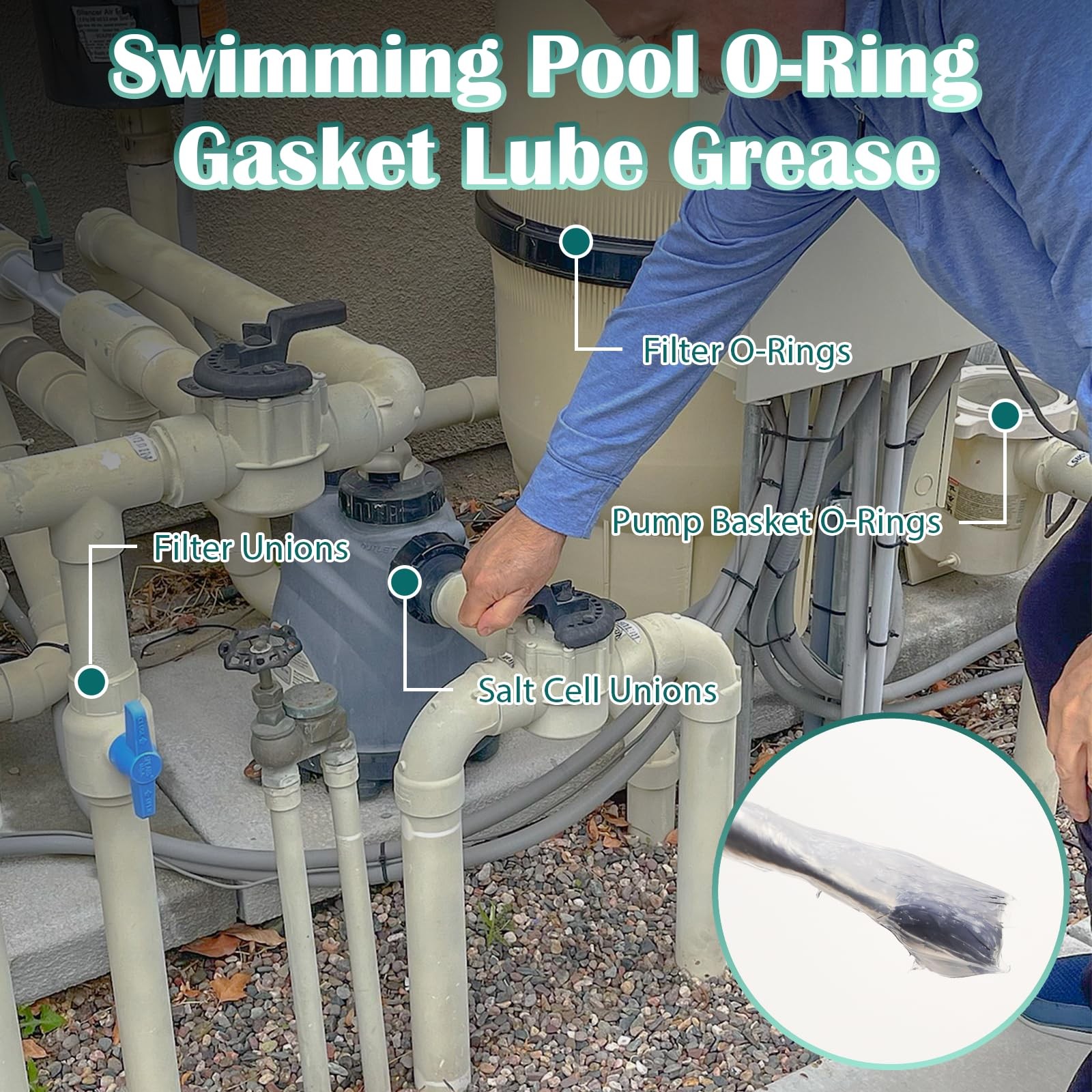 KEZE Pool Lube for O Ring Food Grade Waterproof 1 Pack (8oz), Silicone Grease