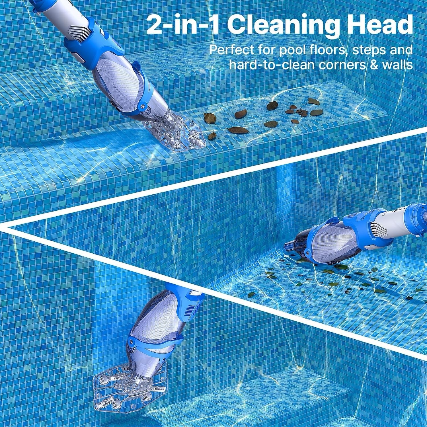 Cordless Pool Vacuum, 40W Strong Suction 18.5 GPM, 60 Mins Runtime, Pool Cleaner