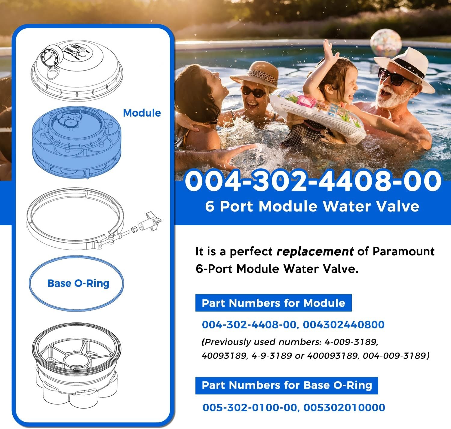6-Port Module with Valve Shell O-Ring for Paramount Water Valve 004-302-4408-00