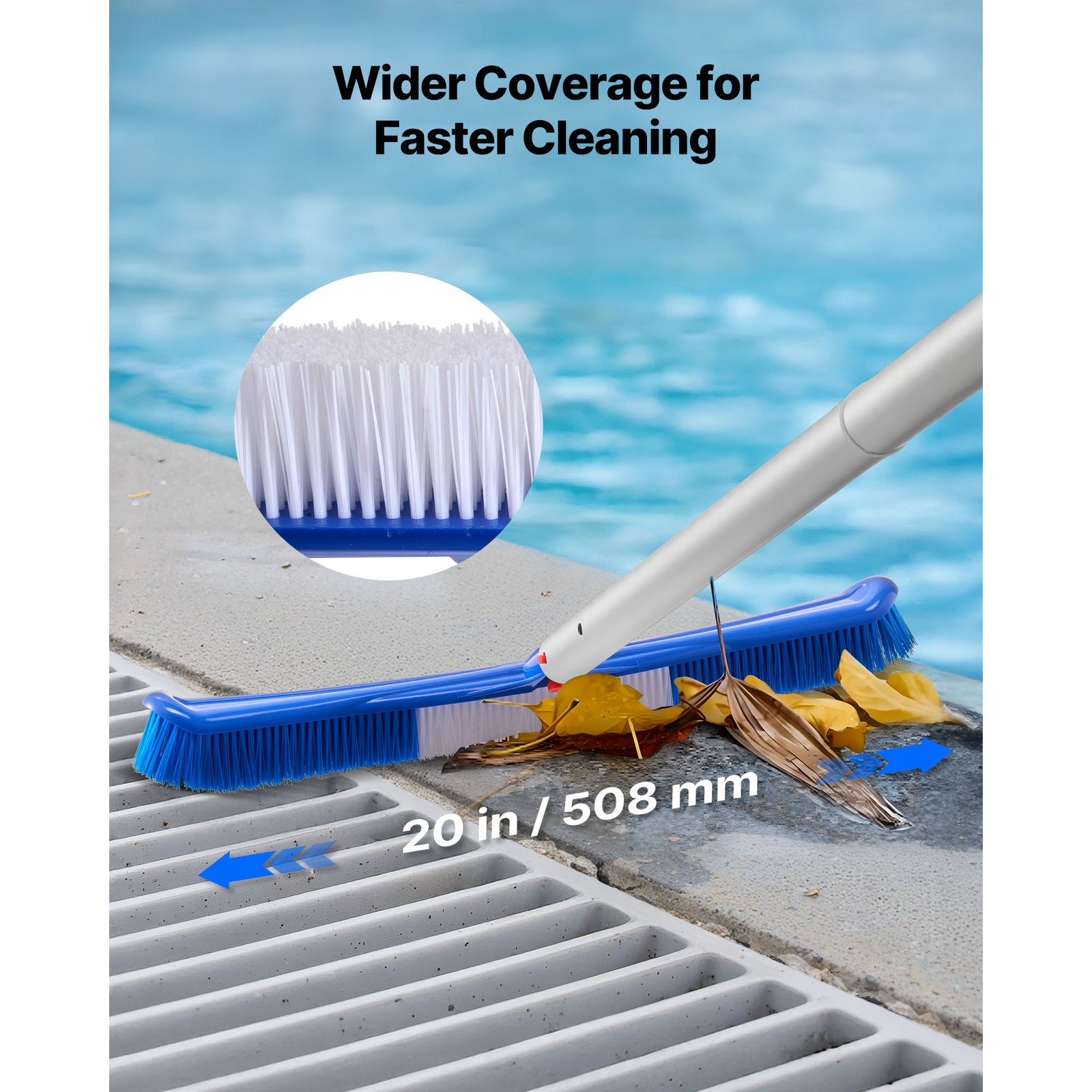 Uimoso Swimming Pool Cleaning Set with Skimmer Net, Rake, and Brush Attachments