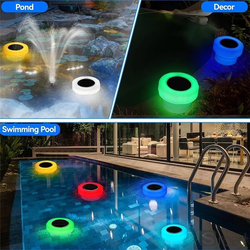 Solar Powered Pool Chlorine Floater With LED Lights Automatic Tablet Dispenser