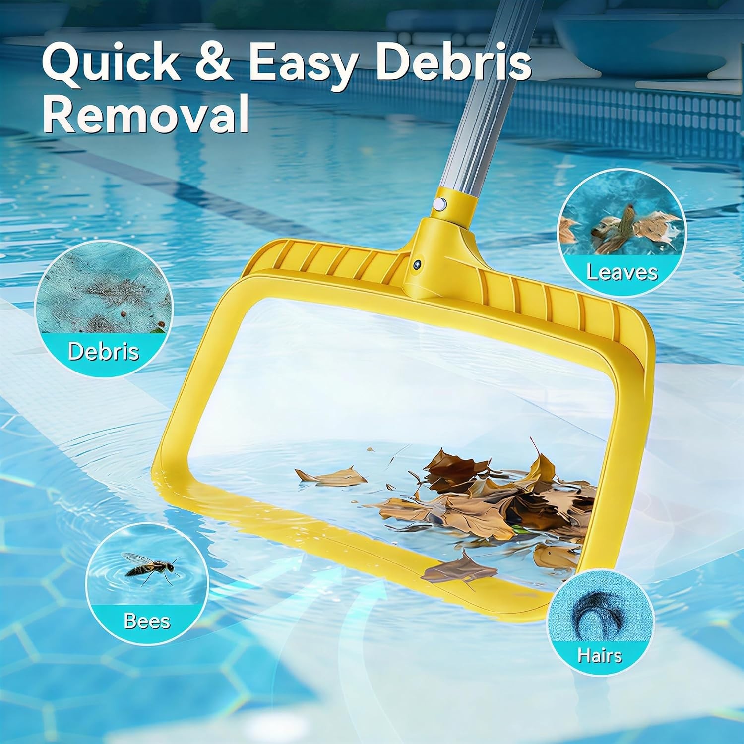 Professional 30-Mesh Pool Leaf Rake with Ergonomic Handle – Ideal for All Pools