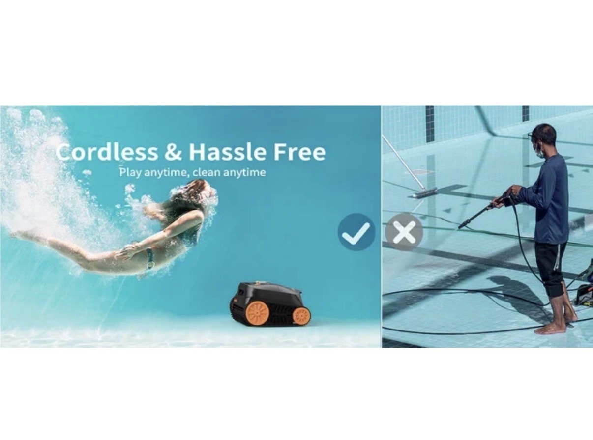 Nebula Cordless Robotic Pool Cleaner Wall Climbing Waterline 3H Runtime