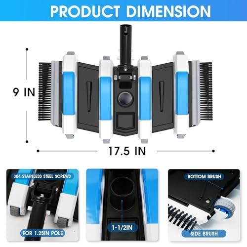 Pool Vacuum Head 17.5 Inch Extra Wide 4LB Weighted Direction Control Handle