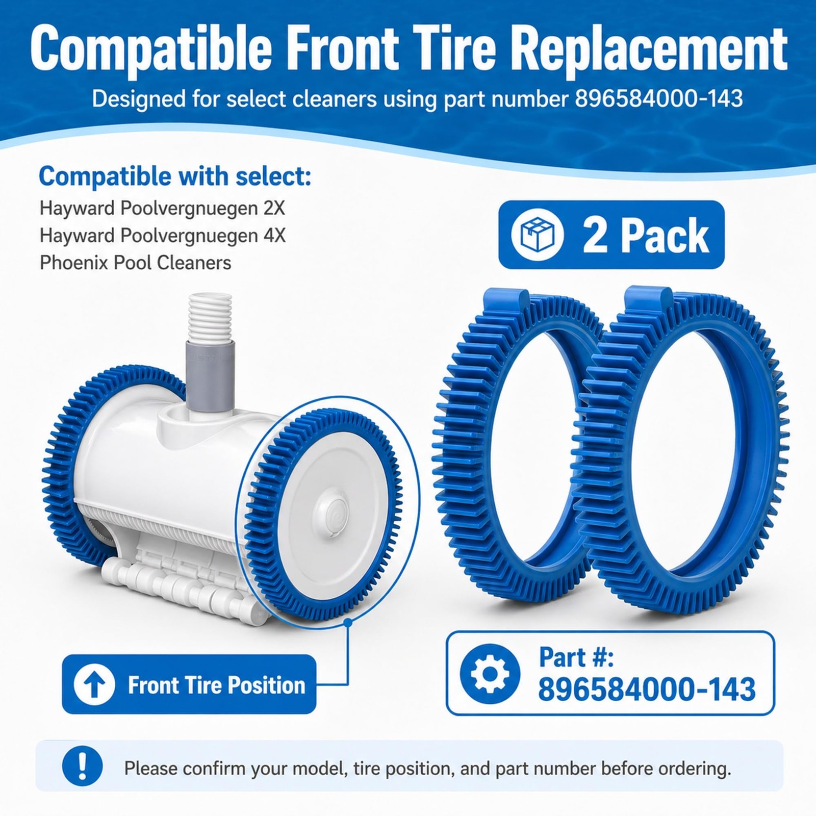 2 Pack 896584000-143 Blue Front Tire Kit with Super Hump, with Hayward Poolve…