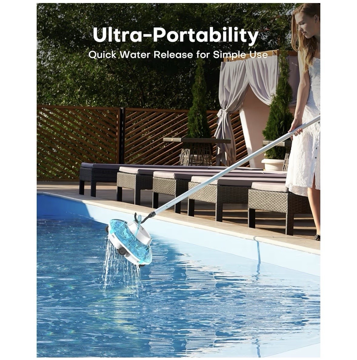(2025 Upgrade) Cordless Robotic Pool Cleaner, Lasts 80 Min, Transparent Blue