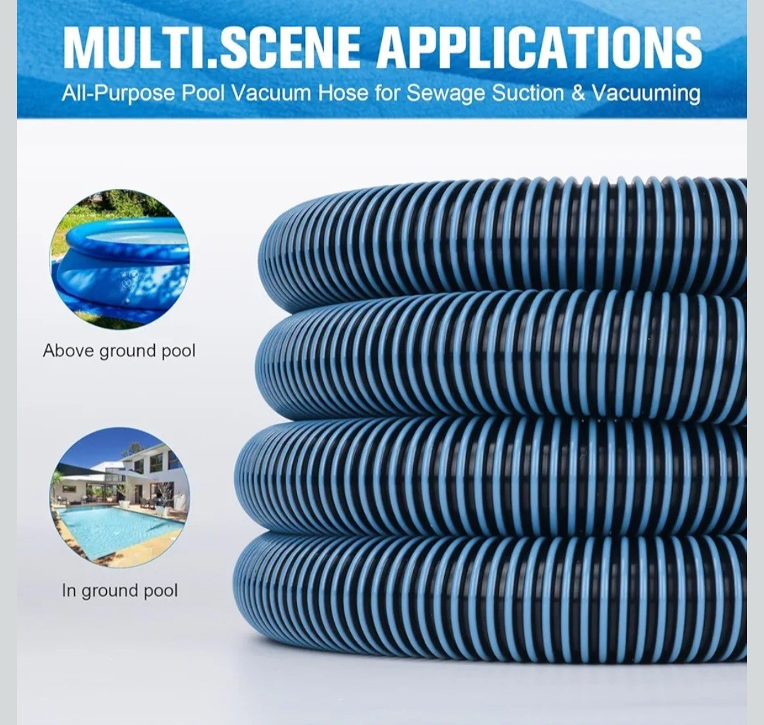 18FT Pool Vacuum Hose With Swivel Cuff 1-1/2&Prime; Diameter Flexible Heavy Duty Pool