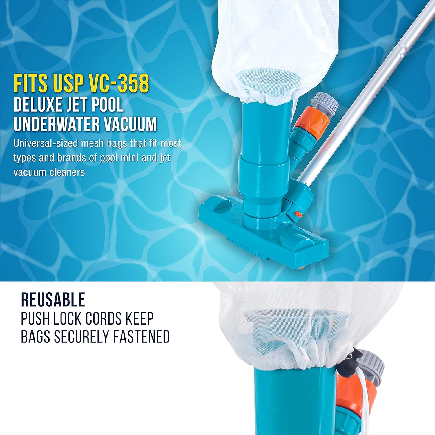 Replacement Pool Jet Vacuum Bag, 2 Pack – Universal Fit Leaf and Debris Collecti
