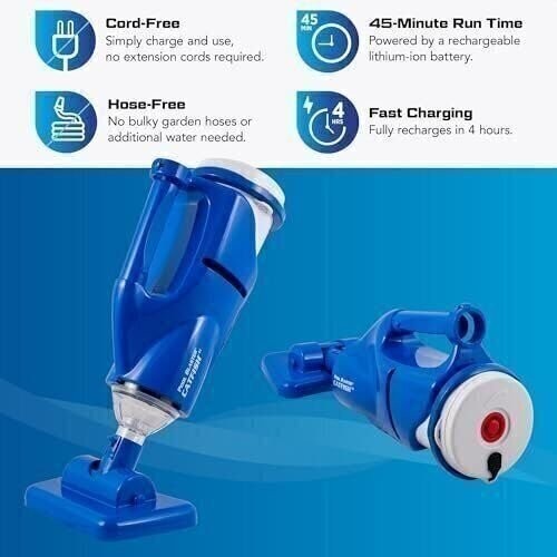 POOL BLASTER Cordless Rechargeable Pool Vacuum for Hut Tubs, Above Ground and…