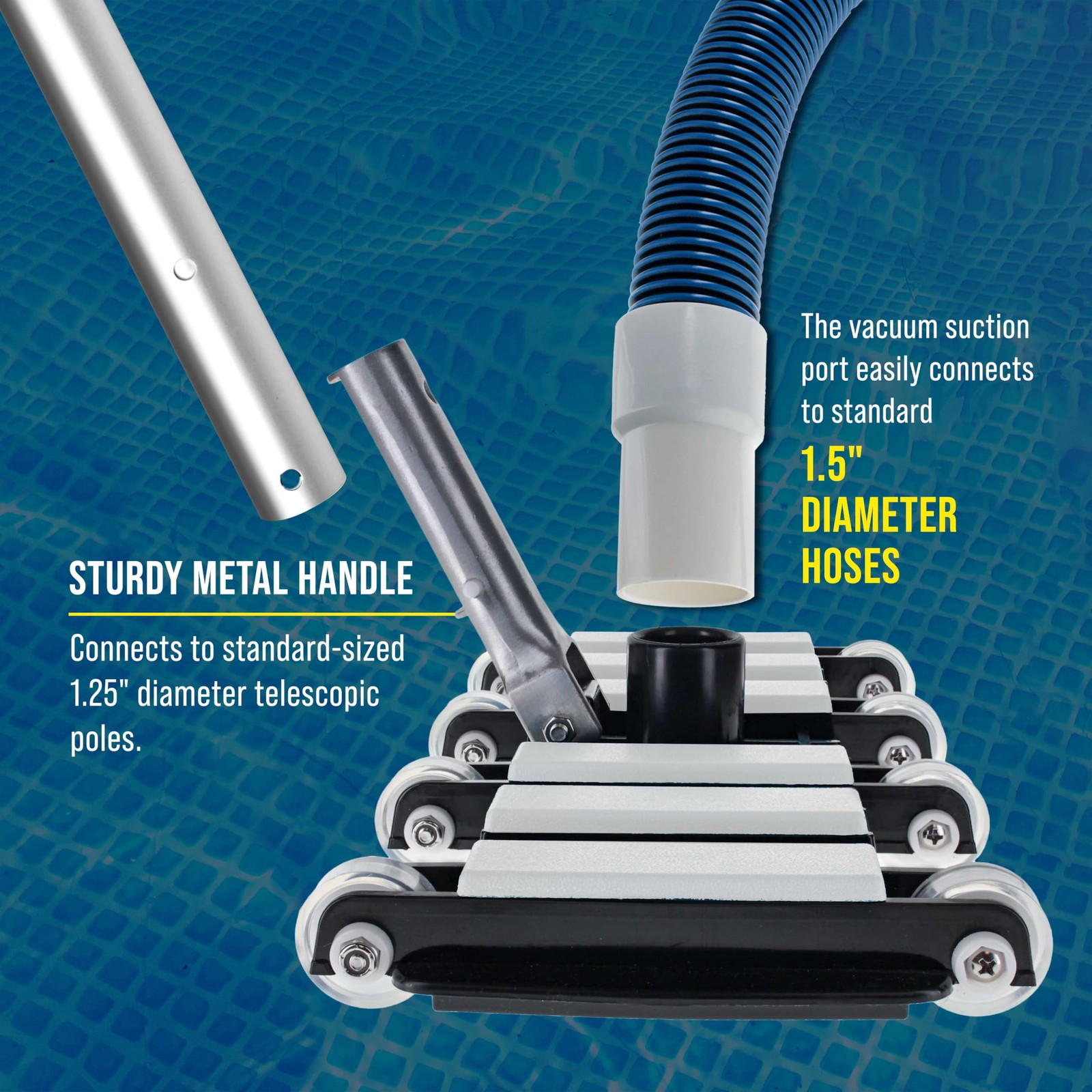 U.S. Pool Supply Manual Vacuum Head for Inground 14.5 Inch, Black/Blue