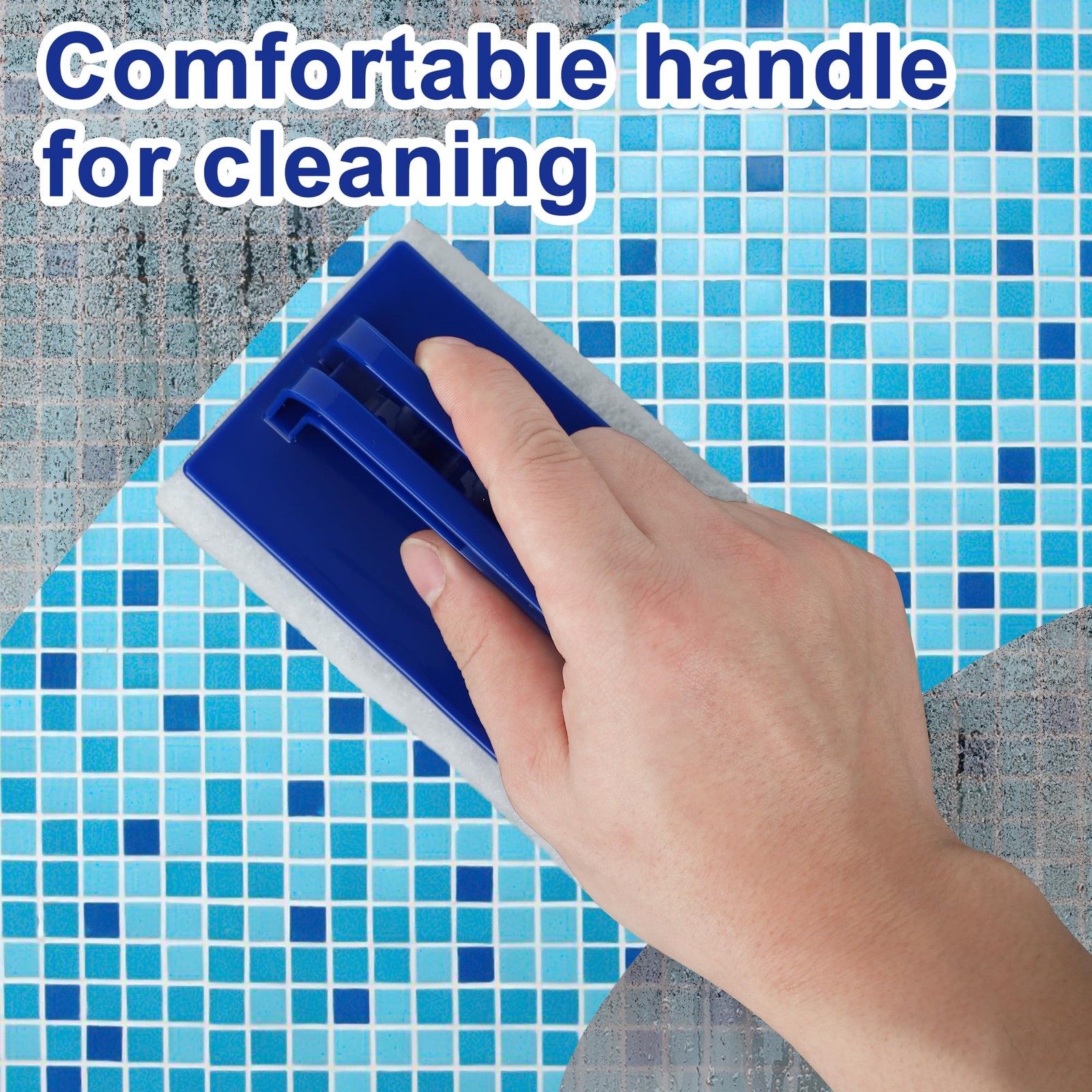 3 Pack Hand-Held Pool Scrub Brush Pool Cleaning Scrubbing Sponge Pad Bathroom…