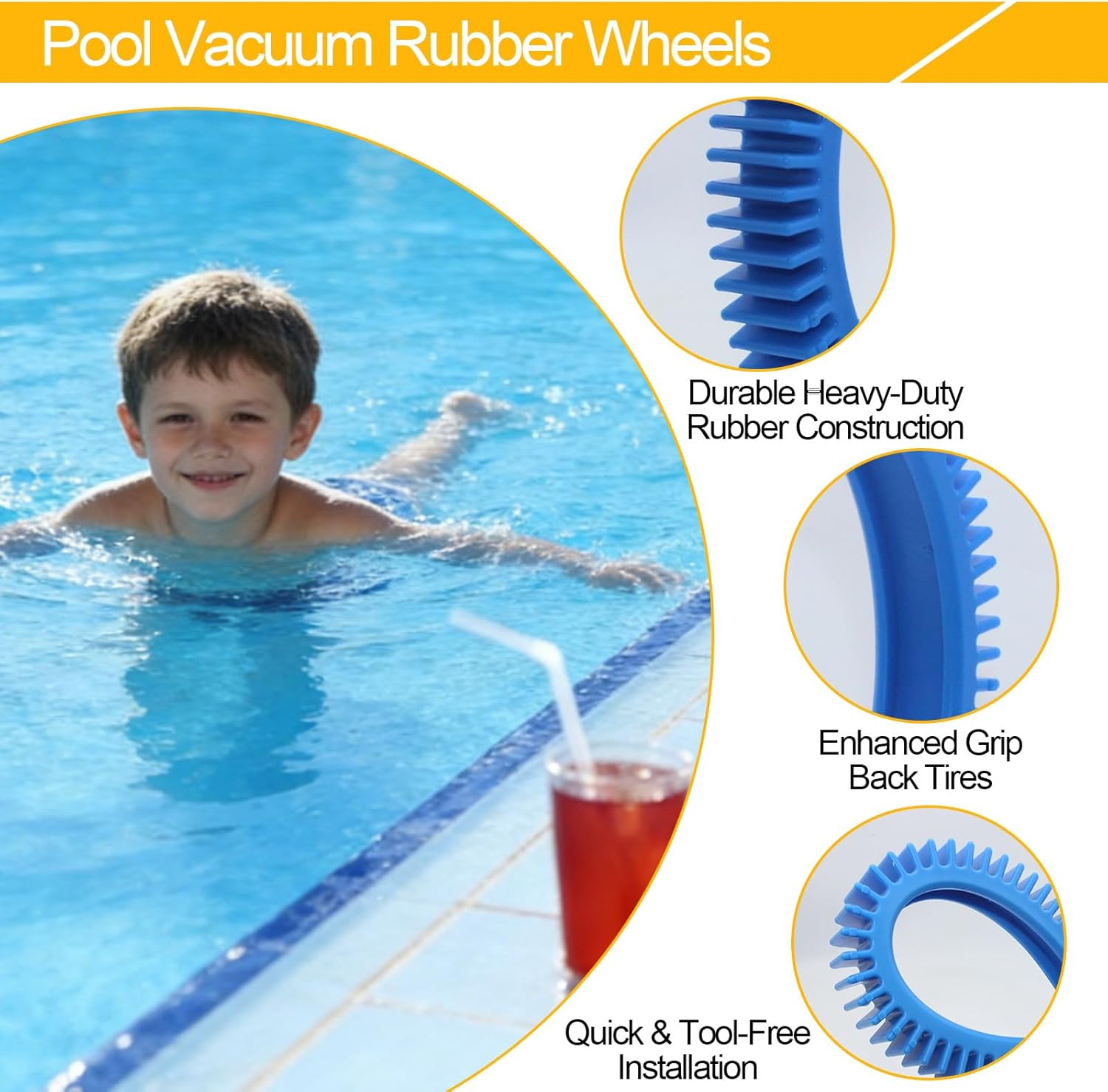 896584000-082 Pool Cleaner Replacement Back Tires for Hayward Pool Vacuum Com…
