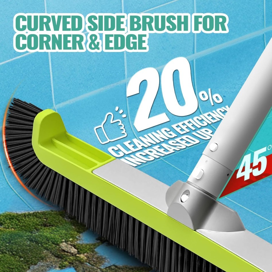 18&Prime; Pool Brush Head for Cleaning Swimming Walls,Curved Ends Scrub Brush Black US