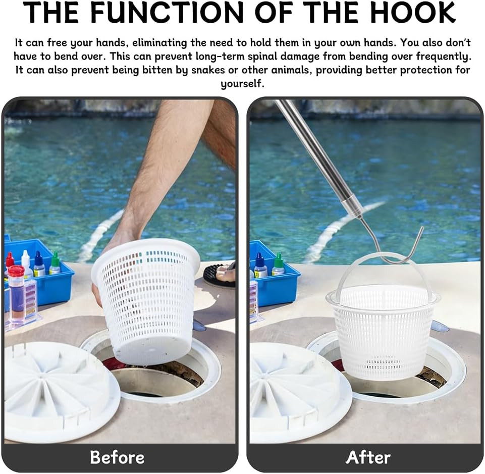 Hook for Robotics Pool Cleaner, with 68 Inches Adjustable Stainless Pole, Pool V