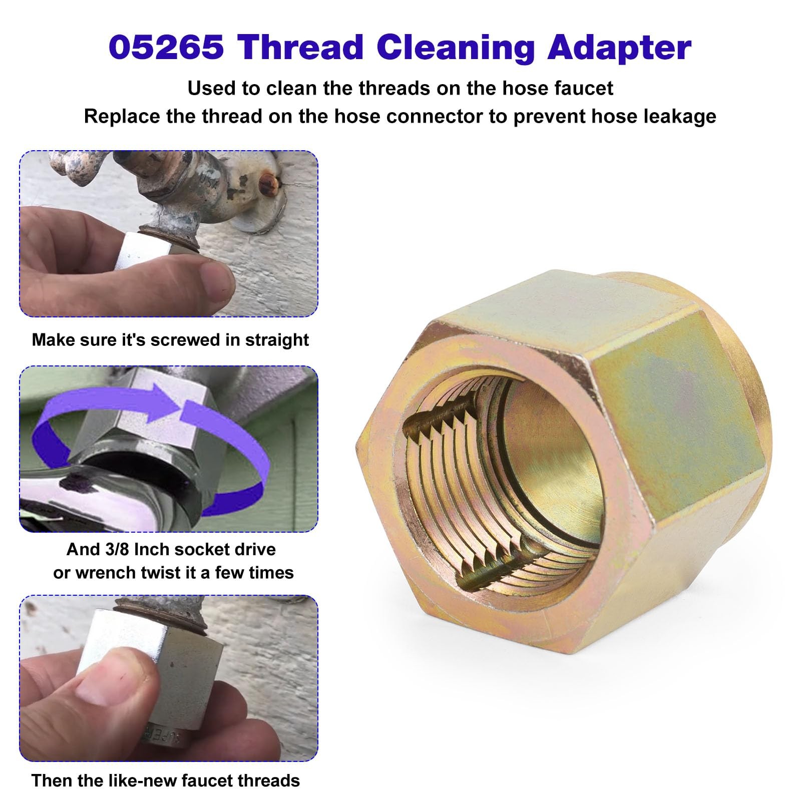 JIOTAR 05265 Thread Cleaner Adapter Tool for Any Common Household gilt