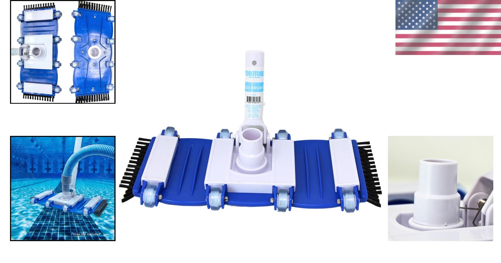 15&Prime; Hydrotools Manual Pool Vacuum Head with Swivel & Wheels for Easy Movement