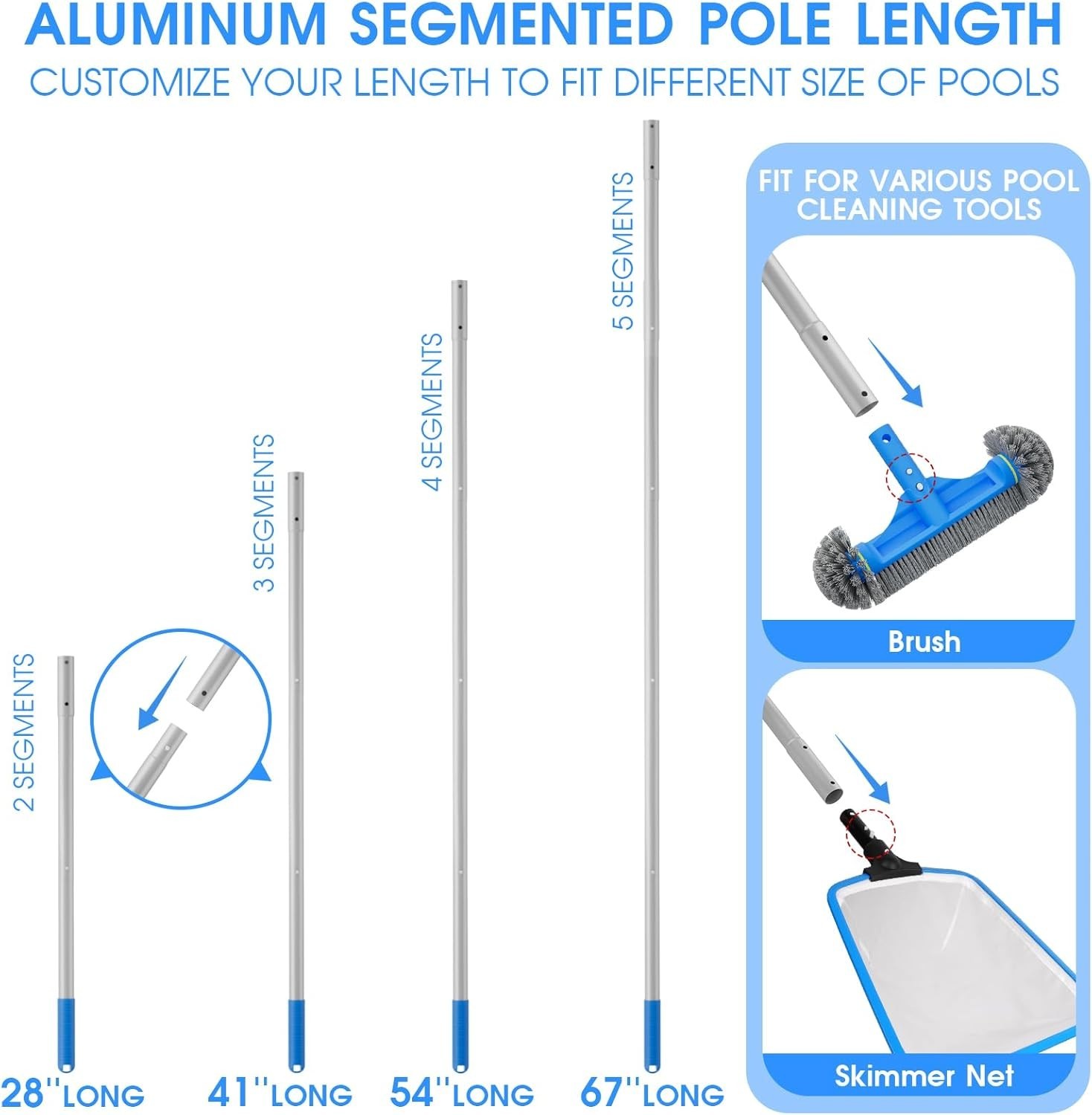 Above Ground Pool Cleaning Kit with Brush, Skimmer Net and Aluminum Pole