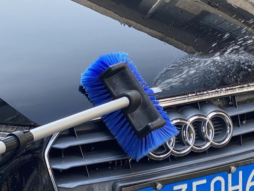 10&Prime; Flow-Thru Car Wash Brush Head, Blue Bristles, No Paint Scratch Cleaning