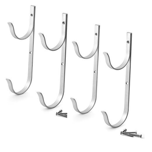 Pool Pole Hanger Premium 4pc Aluminium Holder Set, Ideal Hooks for Telescopic