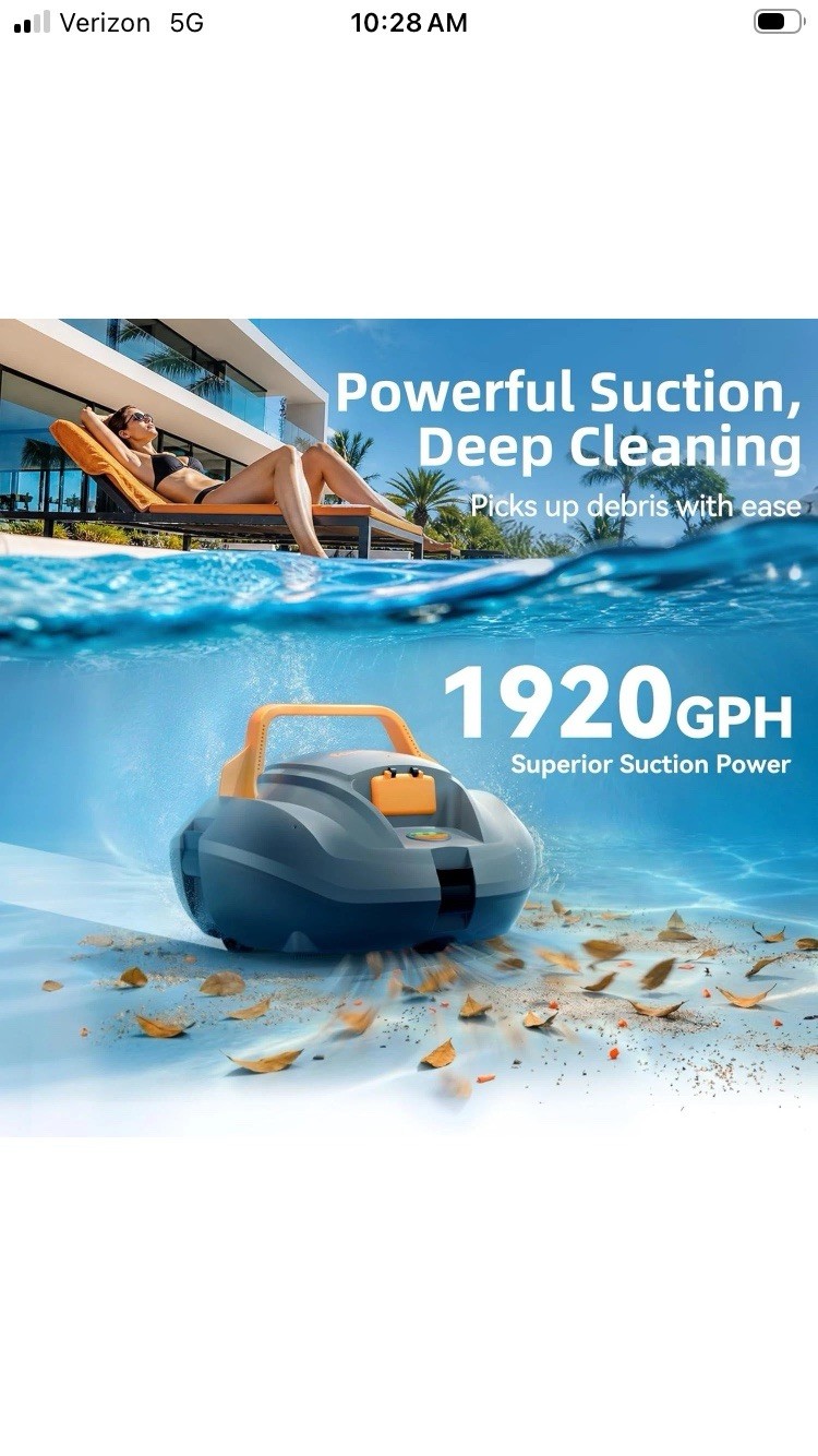 Powerful Cordless Robotic Automatic Pool Vacuum Cleaner for Above Ground Pools